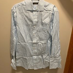 Men’s Blue & White Tasso Elba Shirt Size 15 32/33